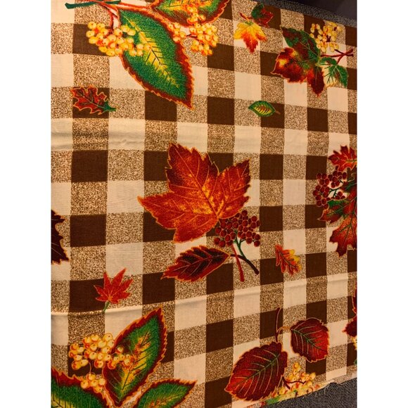 Vintage Autumn Leaf Checkered Cotton Fabric 1/2 yard 38" wide Quilting - Picture 1 of 4
